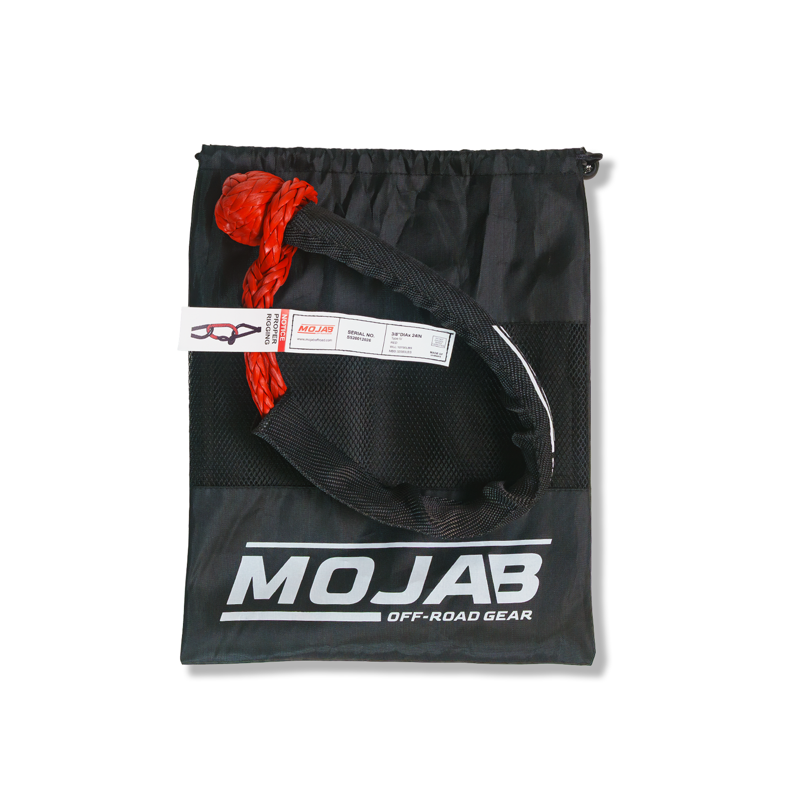 Soft Shackle 3/8'' x 24” with sleeve and bag (Single Shackle) (Lifetime Warranty)